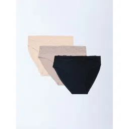 Wunderlove by Westside Black Hi-Leg Cotton-Blend Briefs - Pack of 3-picture-37