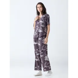 Wunderlove by Westside Charcoal Cotton Shirt and Pyjamas Set-picture-31