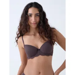 Wunderlove by Westside Dark Brown Lace Design Underwired Bra-picture-27