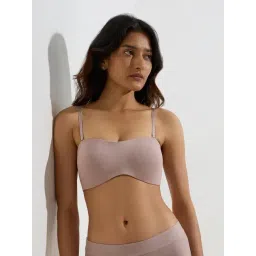 Wunderlove by Westside Light Mauve Padded Strapless Cotton-Blend Bra-picture-40