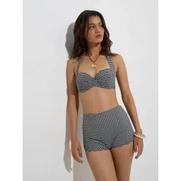 Wunderlove Swimwear by Westside Black Checks Underwired Balconette Bra-picture-22