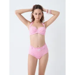 Wunderlove Swimwear by Westside Pink Striped Balconette Underwired Bra-picture-12