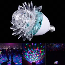 wundervox 3W LED Lotus Stage Light 360 Degree LED Magic Light Auto Rotating RGB Bulb Single Disco Ball-picture-38