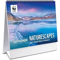 WWF-India 2026 Desk Calendar – Naturescapes | 12 Breathtaking Landscape Photographs | Eco-Friendly FSC Certified Paper | 14 Sheets with Planner | Top Wiro Desk Calendar 9.5” x 8”-picture-22