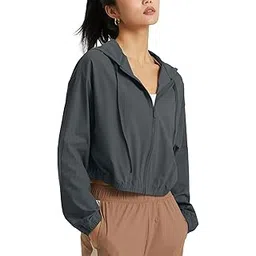 wyeysyt Women's UPF 50+ UV Sun Protection Cropped Jackets Athletic Running Workout Shirts Zip Up Hoodie Outdoor Jackets-picture-46