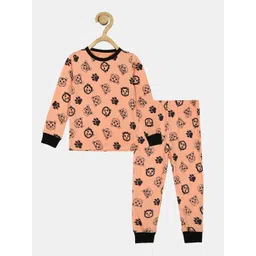 Wyld Sprog Boys Orange & Black Printed Night suit-picture-44