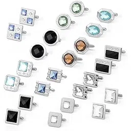 wynameleri Fashion Cufflinks for Men Crystal Vintage Cufflinks Colorful Variety Designs with Gift Box 12 pairs-picture-21