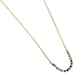 wynona Stylish Mangalsutra for Women | Gold Plated with American Diamond | Short 18 Inch Black Beads Chain-picture-33
