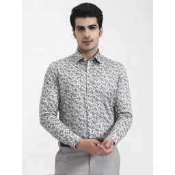 Wyre Cream & Blue Cotton Slim Fit Printed Formal Shirt-picture-11