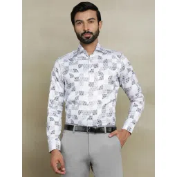 Wyre White Cotton Slim Fit Geometric Print Shirt-picture-26
