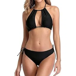 x-night Women's Two Piece Halter Bikini Swimsuits Keyhole Cutout Swimwear-picture-23