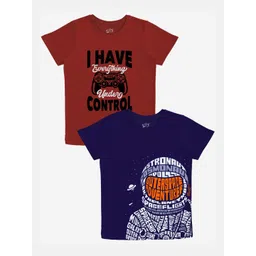 x2o Boys Maroon Typography Pack of 2 Printed T-shirt-picture-34