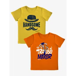 x2o Boys Pack Of 2 Orange & Yellow Typography Printed T-shirt-picture-38