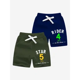 x2o Boys Pack Of 2 Typography Printed Mid-Rise Cotton Shorts-picture-22