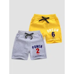 x2o Boys Pack of 2 Typography Printed Regular Fit Mid-Rise Cotton Shorts-picture-24