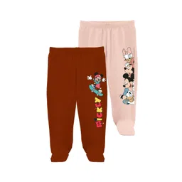 x2o Infants Girls Pack Of 2 Printed Cotton Footed Track Pants-picture-55
