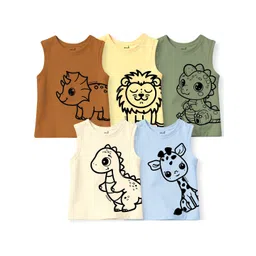 x2o Pack of 5 Printed Pure Cotton Innerwear Vests VST_PT_E006_15_P5-Multicolour-picture-31