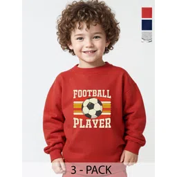 x2o Unisex Kids Pack Of 3 Typography Printed Round Neck Cotton Pullover Sweatshirts-picture-56