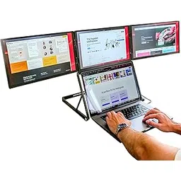 XAVION Tri-Screen Portable Foldable Dual Monitor with Single Wire | Triple Monitor Compatible with Windows & MAC OS (Compatible M1,M2,M3 Chip) | Laptop Screen Extender (15.6 Inch Quad Screen Metal)-image-27