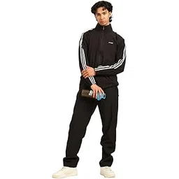 xcube Men's Athletic Full-Zip Tracksuit Set, Black with White Stripes, NS Material, Performance Sportswear (IN, Alpha, S, Regular)-picture-25