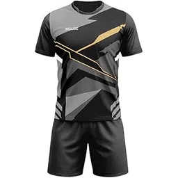 xcube Men's Athletic Jersey and Shorts Set, Black with Grey Geometric Pattern, Performance Sports Training Wear-picture-32