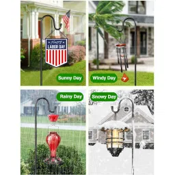 XDW-GIFTS Bird Feeder Pole for Outdoor, 60 Inch Shepherds Hooks Heavy Duty Garden Pole for Hanging Plant Basket, Solar Light Lanterns, Garden Plant Hanger Stands with 5 Base Prongs image 5
