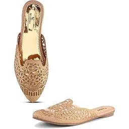 xe looks Floral Design Mules | Shimmering Finish | Trendy & Easy Slip-On Style for Girls & Womens-picture-35