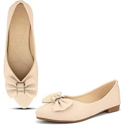 xe looks Stylish Ballerinas with Gold Bow Accent – Comfortable, Versatile, and Ideal for Elevating Your Everyday Outfits for Girls & Womens-picture-31