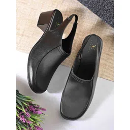 XE Looks Women Black Solid Slingback Block Heel Shoes-picture-39