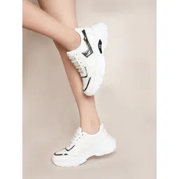 XE Looks Women Textured Lightweight Comfort Insole Contrast Sole Lace-Ups Sneakers-picture-28