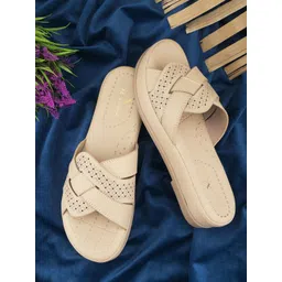 XE Looks Women Textured Slip-On Open Toe Flats-picture-36