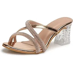 xe looks Women's Fashion Sandals | Faux Leather Comfortable and Stylish SlipOn Heel | For Wedding Occasion 3 Inches Heel | For Women & Girls-picture-20