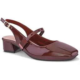 xe looks Women’s Glossy Slingback Heels | Elegant Cross-Strap Design | Comfortable Block Heel Sandals for Girls & Women-picture-33