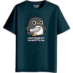 xenovaurban Men's Graphic Printed RN-Penguin Round Neck Regular and Plus Size Cotton T-Shirt-picture-12