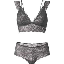 xenza Women’s Non-Padded Bra & Panty Lingerie Set Low Waist Half Cup Bikini Panties Lace Brief, Innerwear Regular TE-06044-picture-42