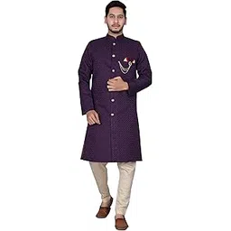 xepon Mens Ethnic Wear Purple Traditional Indo Western Set-picture-23