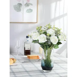 XERGY White 12 Pieces Non-Hanging Artificial Rose Flowers-picture-31