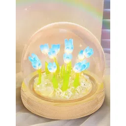 XERGY White & Blue Tulip Flower Semi Sphere Shaped Table Lamp-picture-43