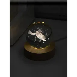 Xergy White Wood 3D Galaxy Crystal Ball Night Light with Wooden Base-picture-16