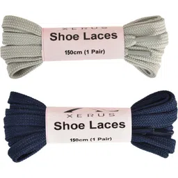 XERUS Flat Light Grey Navy Blue Shoelace for sneakers canvas Shoe Lace-picture-18