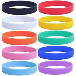 xfsafdm 10 Pack Silicon Wrist Band, Hand Bands for Men and Women, Wristband for Men, Friendship Band, Wrist Band for Kids (Multicolored)-picture-34