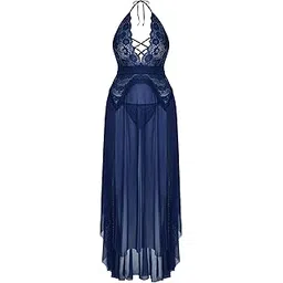 xivir Women's Lace Floral Above knee Night Gown-picture-17