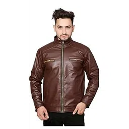 xmarty Men's Leather Solid Jacket Solid Designer Jacket with Zipper | Casual Sports Jacket for Men | Leather Men Biker Jacket (Pack of 1)-picture-43