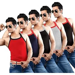 xmer Men Casual Solid Bentex Plain Gym Vest Pack of Five Multicolor-picture-14