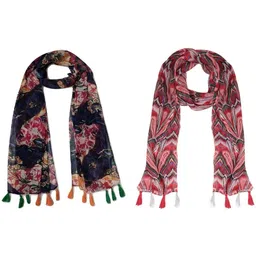 xmsfashion Printed Chiffon Women Multicolor Scarf, Stole, Fancy Scarf-picture-39