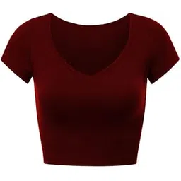 xolani Womens Short Sleeve V Neck Basic Crop Top Summer Fitted Teen Tee Shirt Blouses for Girls X L2690 VK-picture-14