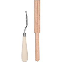 Xolsurg Bent Latch Hook Tool DIY Hand Made Carpet Crochet Needle Wooden Thread Cutter Set for Crafting and Weaving-picture-10