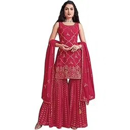 xomantic fashion Teal Sequin Embroidered Sharara Set With Kurta And Dupatta-picture-42