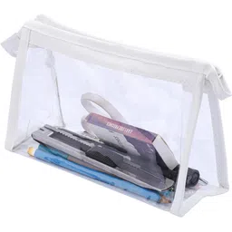 xpandio Pencil Pouch, Large Capacity Transparent Pouch with Zipper Closure Portable Makeup Pouch, Stationery Bag for Students, Office Art Plastic Pencil Box-picture-22