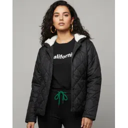 xplump Women Quilted Regular Fit Hooded Jacket-picture-34